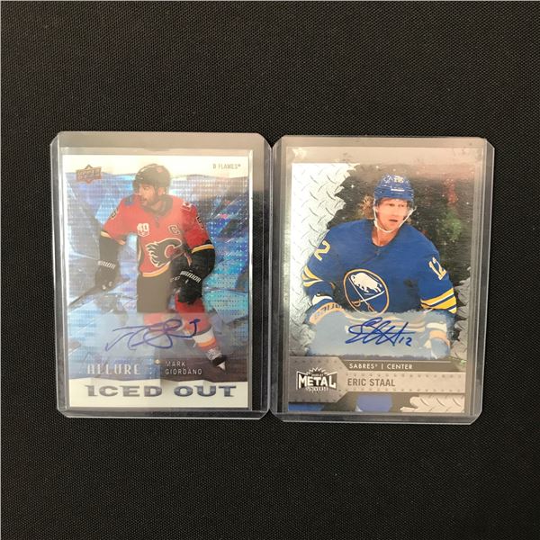 LOT OF 2 SIGNED HOCKEY CARDS (GIORDANO AND STAAL)