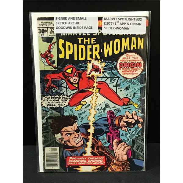 Archie Goodwin Signature MARVEL SPOTLIGHT #32 SIGNED AND SMALL SKETCH BY ARCHIE GOODWIN - MARVEL ...