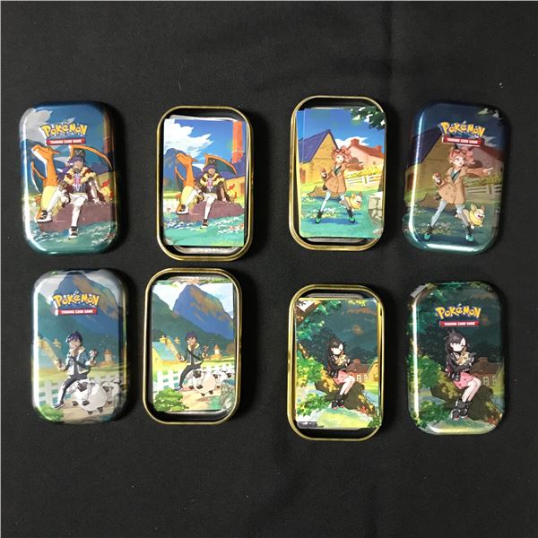 LOT OF 4 POKEMON TCG TIN BOXES INCLUDING CARDS