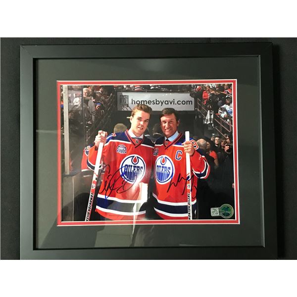 CONNOR MACDAVID AND WAYNE GRETZKY DUAL SIGNED AND FRAMED 8X10 - WWOC COA