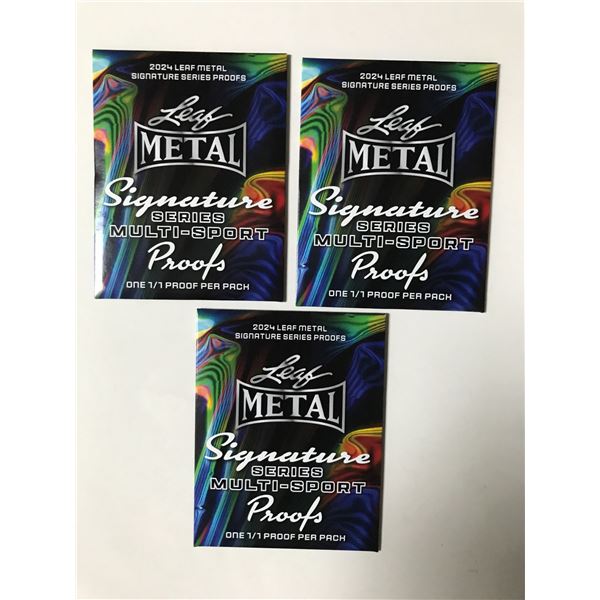 LOT OF 3 2024 LEAF METAL SIGNATURE SERIES MULTI SPORT SEALED PACKS EACH CONTAINS 1/1