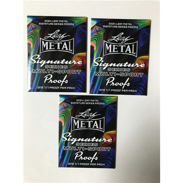LOT OF 3 2024 LEAF METAL SIGNATURE SERIES MULTI SPORT SEALED PACKS EACH CONTAINS 1/1