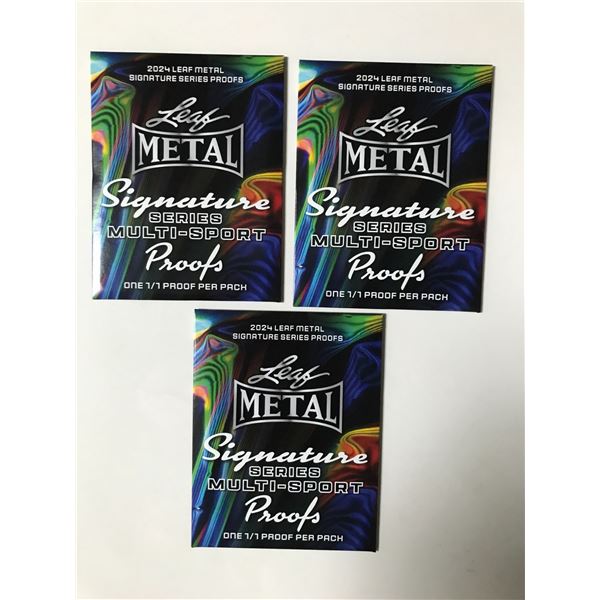 LOT OF 3 2024 LEAF METAL SIGNATURE SERIES MULTI SPORT SEALED PACKS EACH CONTAINS 1/1