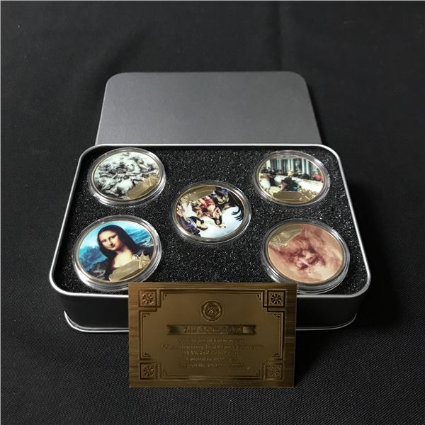 LOT OF 5 MIXED COMMEMORATIVE COINS IN COLLECTIBLE TIN