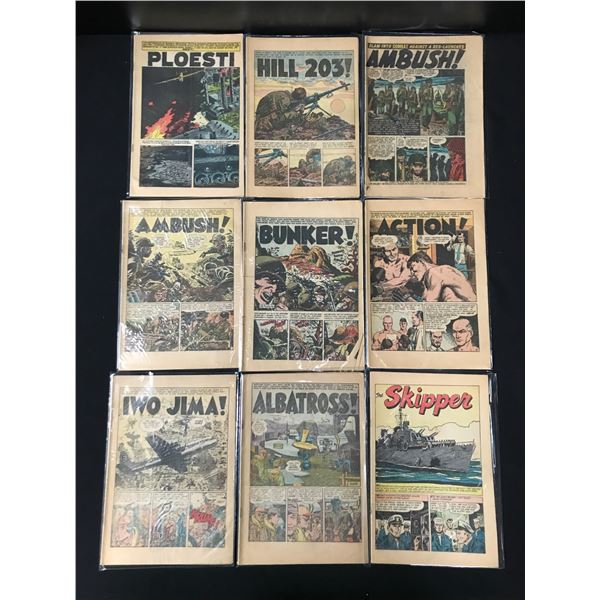 LOT OF 9 MILITARY THEMED COMICS MISSING FRONT COVERS