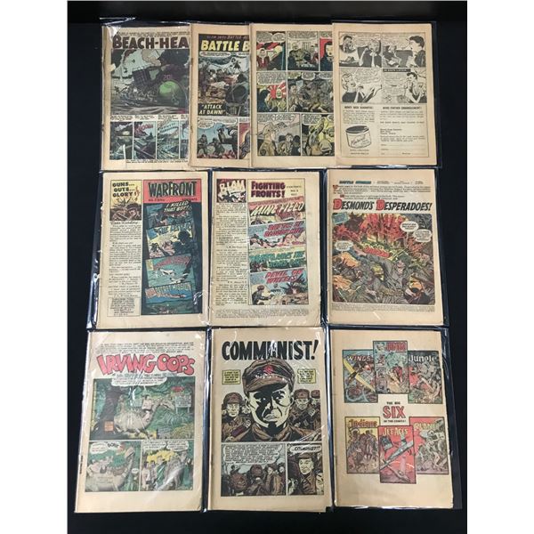LOT OF 9 MILITARY THEMED COMICS MISSING FRONT COVERS