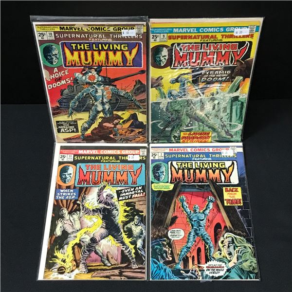 LOT OF 4 SUPERNATURAL THRILLERS PRESENTS THE LIVING MUMMY COMICS BOOKS - MARVEL COMICS