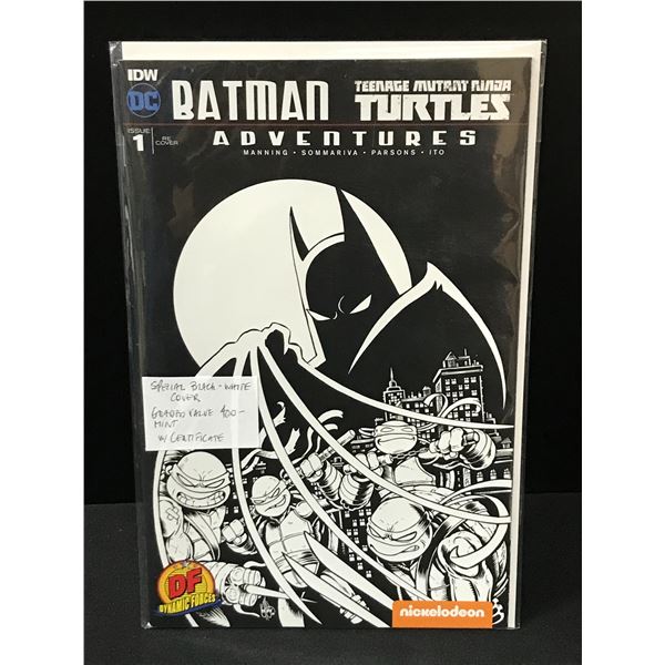 BATMAN TEENAGE MUTANT NINJA TURTLES ADVENTURES #1 SPECIAL BLACK AND WHITE COVER WITH CERTIFICATE