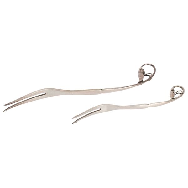 Georg Jensen Denmark Sterling Ornamental #21 Forks