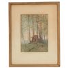 Image 1 : Castor Fay 19th c. Watercolor Forest Scene