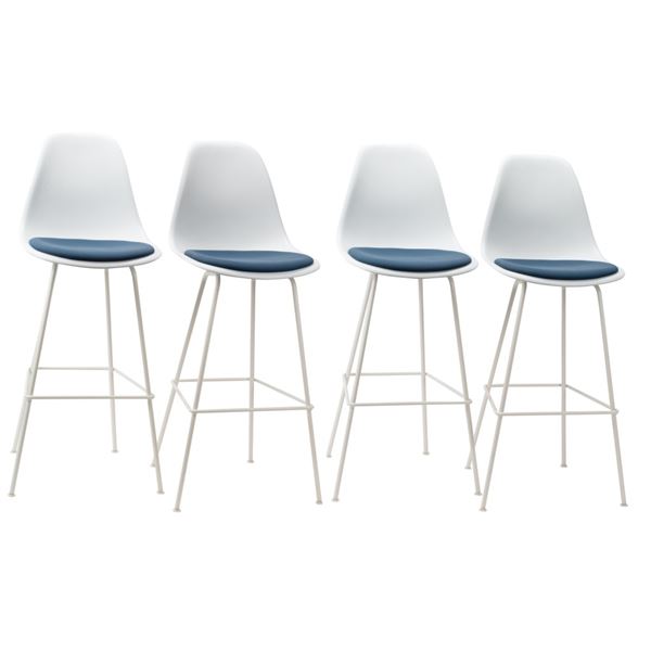 Set of Four Eames Plastic Bar Stools