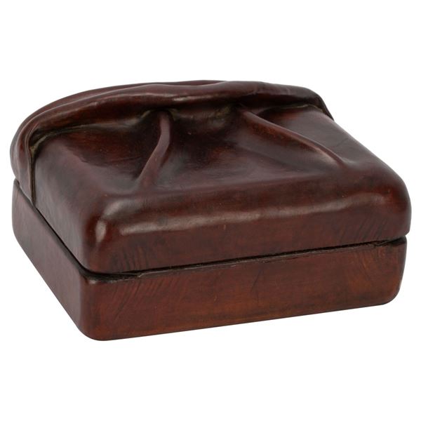 Vintage Handmade Leather Suede Jewelry Trinket Box