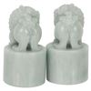 Image 3 : Pair Chinese Foo Dog Jade Chop Seal Statuettes