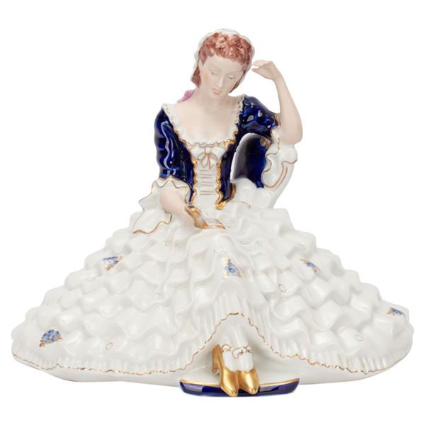 Royal Dux Seated Lady Reading Porcelain Figurine