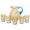 Image 1 : Antique Hand-Painted Bubble Glass Pitcher Set
