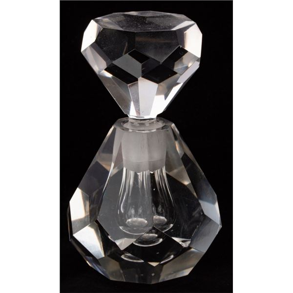 Art Deco Heavy Lead Crystal Faceted Perfume Bottle