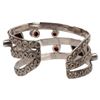 Image 2 : Brutalist Sterling Opal Garnet Jeweled Cuff