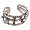 Image 3 : Brutalist Sterling Opal Garnet Jeweled Cuff