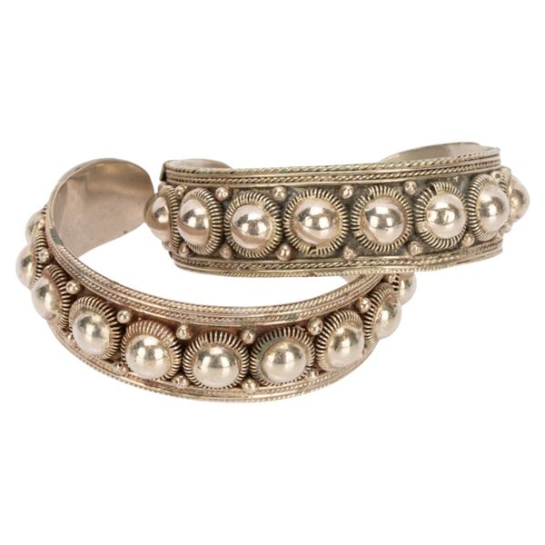 Siam Sterling Silver Cuff Bracelet Pair