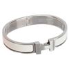 Image 2 : Hermès Clic H White Enamel Palladium Bracelet