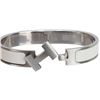 Image 6 : Hermès Clic H White Enamel Palladium Bracelet