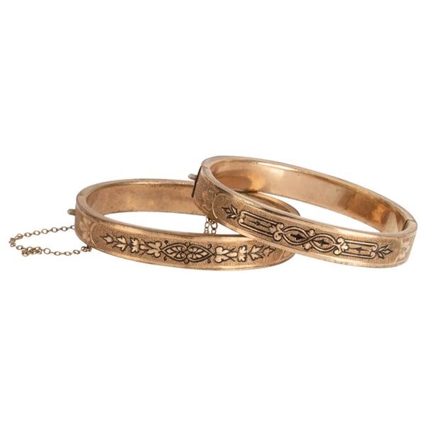 Antique Bates and Bacon Gold Filled Enamel Bangles