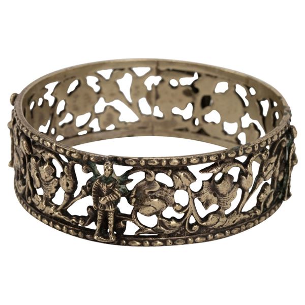 Peruzzi Style Silver Plate Figural Bangle - Italy