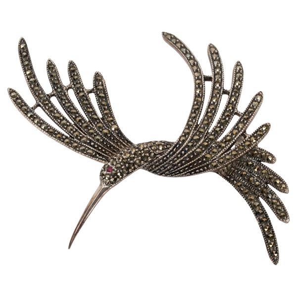 Judith Jack Sterling & Marcasite Hummingbird Pin