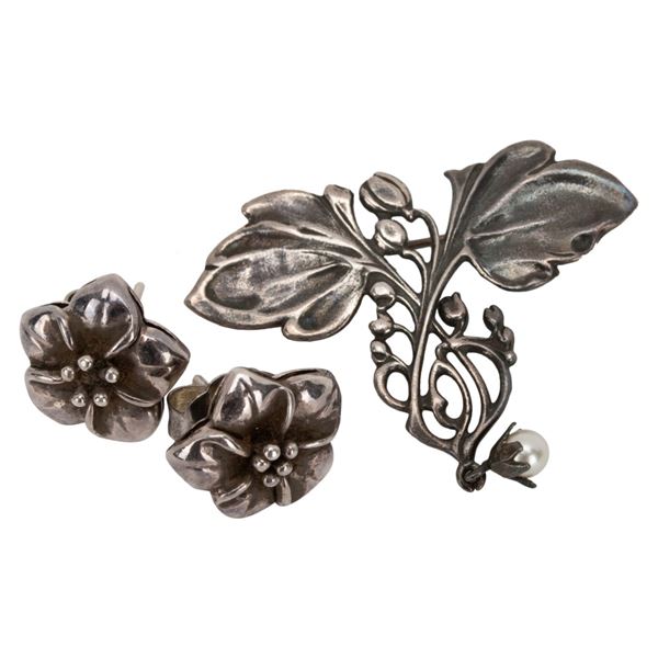Sterling Art Nouveau Style Flower Jewelry