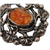 Image 5 : Antique Sterling Carved Carnelian Floral Brooch