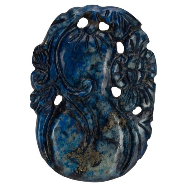 Chinese Carved Lapis Gourd Flora Stone