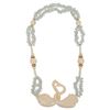 Image 1 : Carved Swans Bone Bead Tumbled Aquamarine Choker