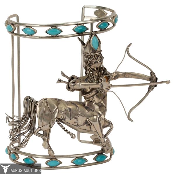 Sterling & Turquoise Sagittarius Centaur Cuff