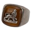 Image 1 : Antique Sterling Lion of Judah Tiger's Eye Size 8