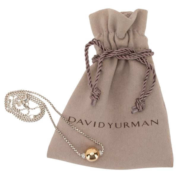 David Yurman Solari Silver 18K Ball Necklace