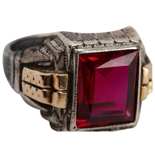 Otsby & Barton Sterling 10K Ruby Signet Ring 9 1/4