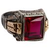 Image 1 : Otsby & Barton Sterling 10K Ruby Signet Ring 9 1/4
