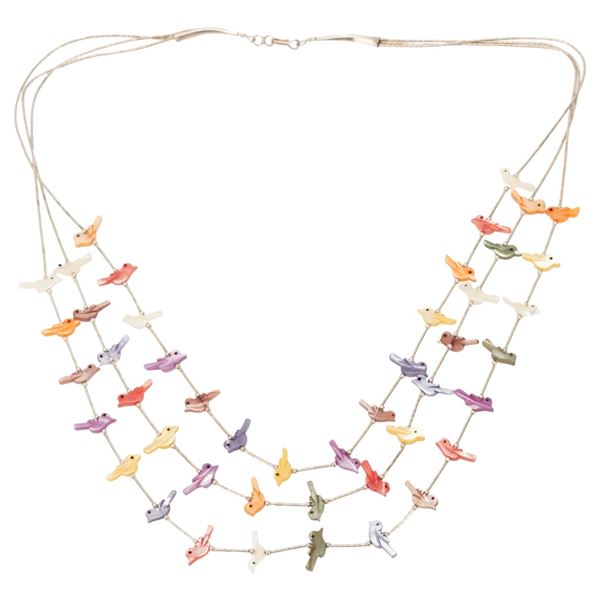 Native American Silver MOP Fetish Bird Jewelry