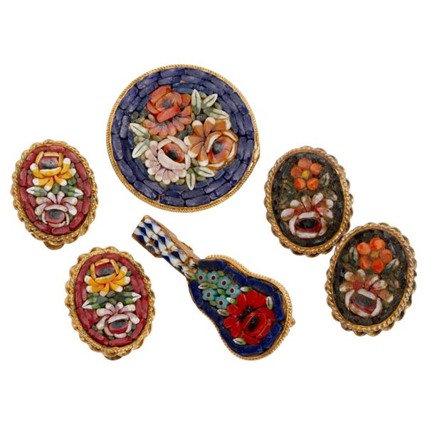 Italian Micromosaic Floral Glass Jewelry