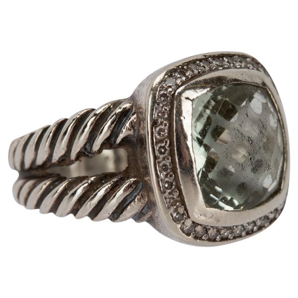 David Yurman Prasiolite & Diamond Sterling Ring