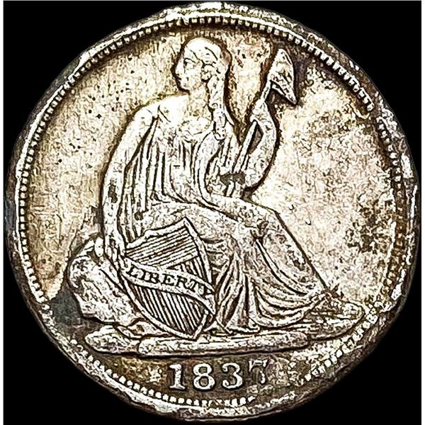 1837 Seated Liberty Half Dime No Stars HIGH  GRADE