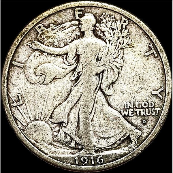 1916-D Walking Liberty Half Dollar LIGHTLY  CIRCULATED