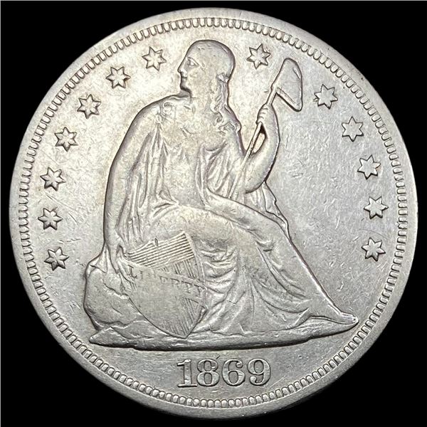 1869 Seated Liberty Silver Dollar NEARLY  UNCIRCULATED