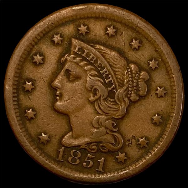 1851 Braided Hair Large Cent ABOUT  UNCIRCULATED