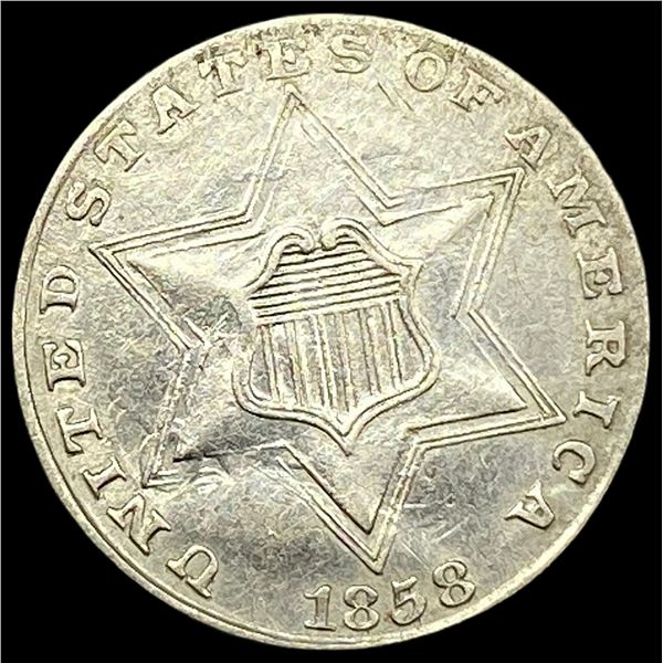 1858 Silver Three-Cent Piece CLOSELY UNCIRCULATED