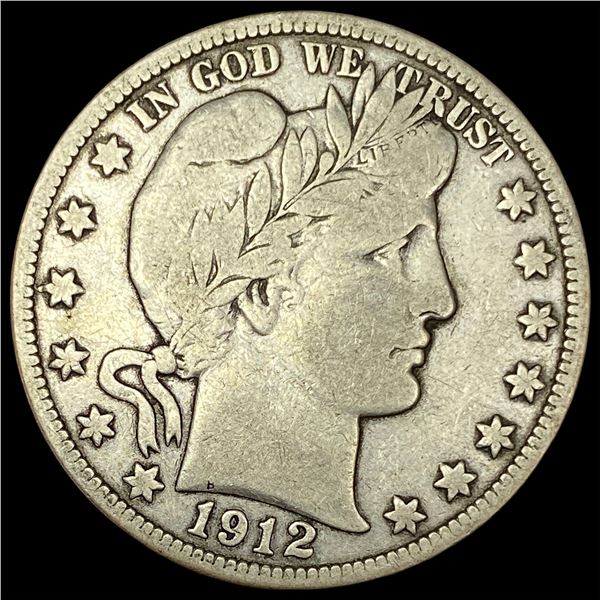 1912-S Silver Barber Half Dollar LIGHTLY CIRCULATED
