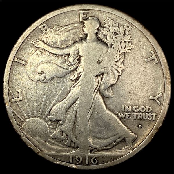 1916-D Silver Walking Liberty Half Dollar NICELY CIRCULATED