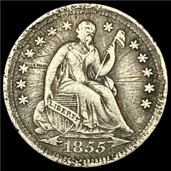 1855 Arrows Seated Liberty Half Dime LIGHTLY CIRCULATED