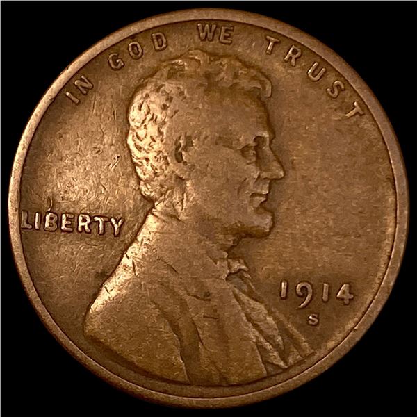 1914-S Lincoln Wheat Cent LIGHTLY CIRCULATED