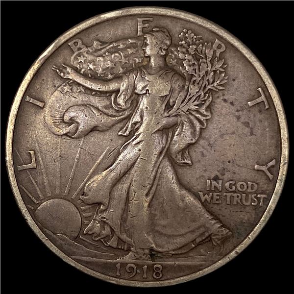 1918 Silver Half Dollar (Walking Liberty) NEARLY UNCIRCULATED